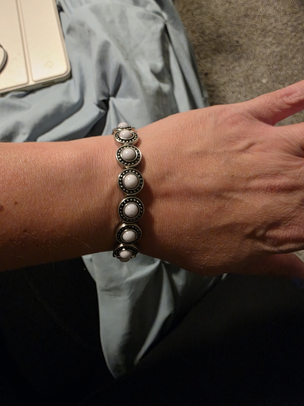 Sterling-Style White Stone Beaded Bracelet - Women Jewelry